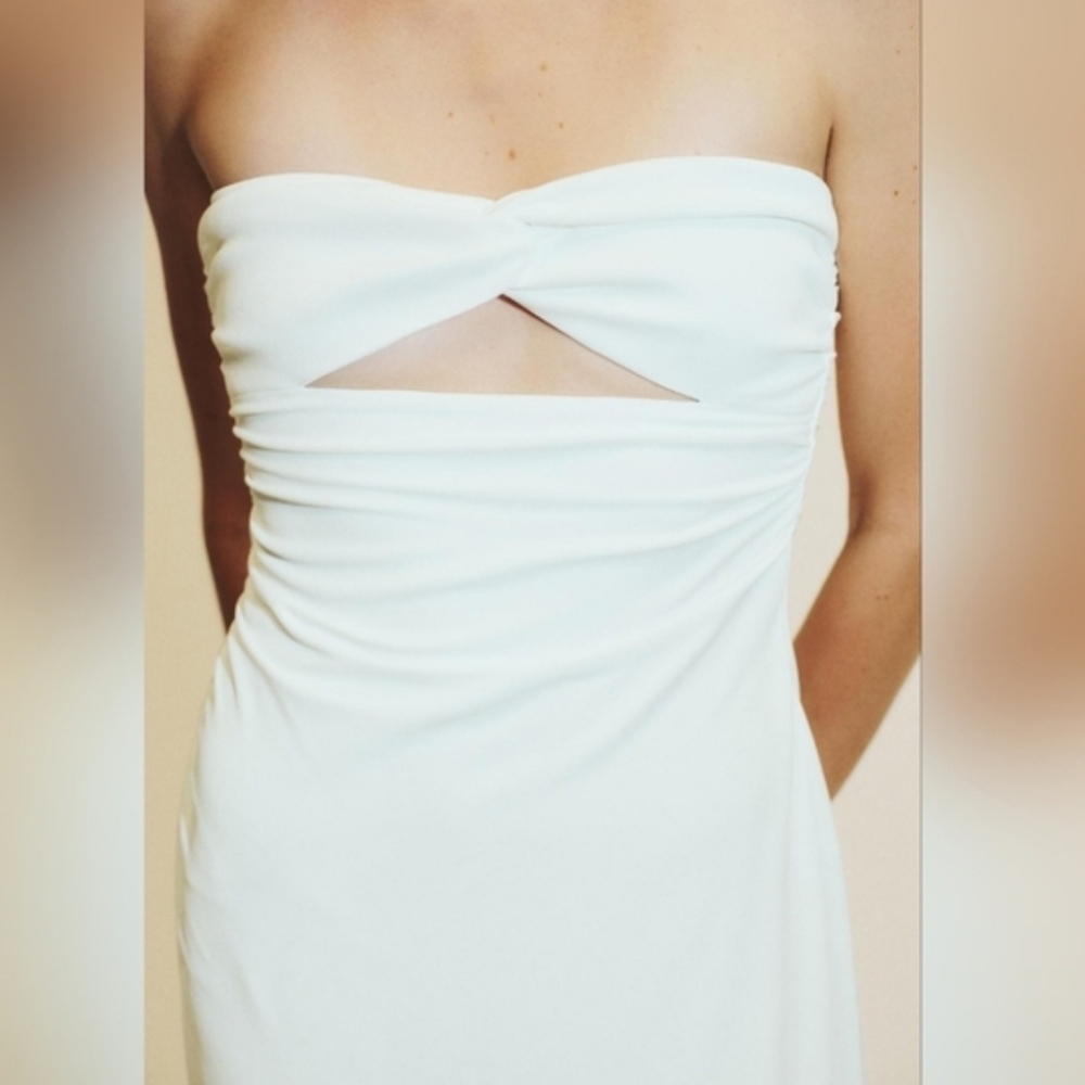 Zara Strapless Maxi Dress White Size S - Picture 5 of 10